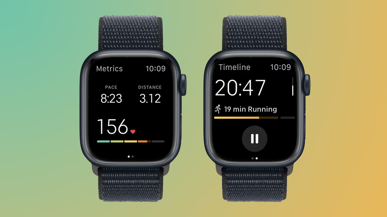 Screenshots of the Peloton app on Apple Watch