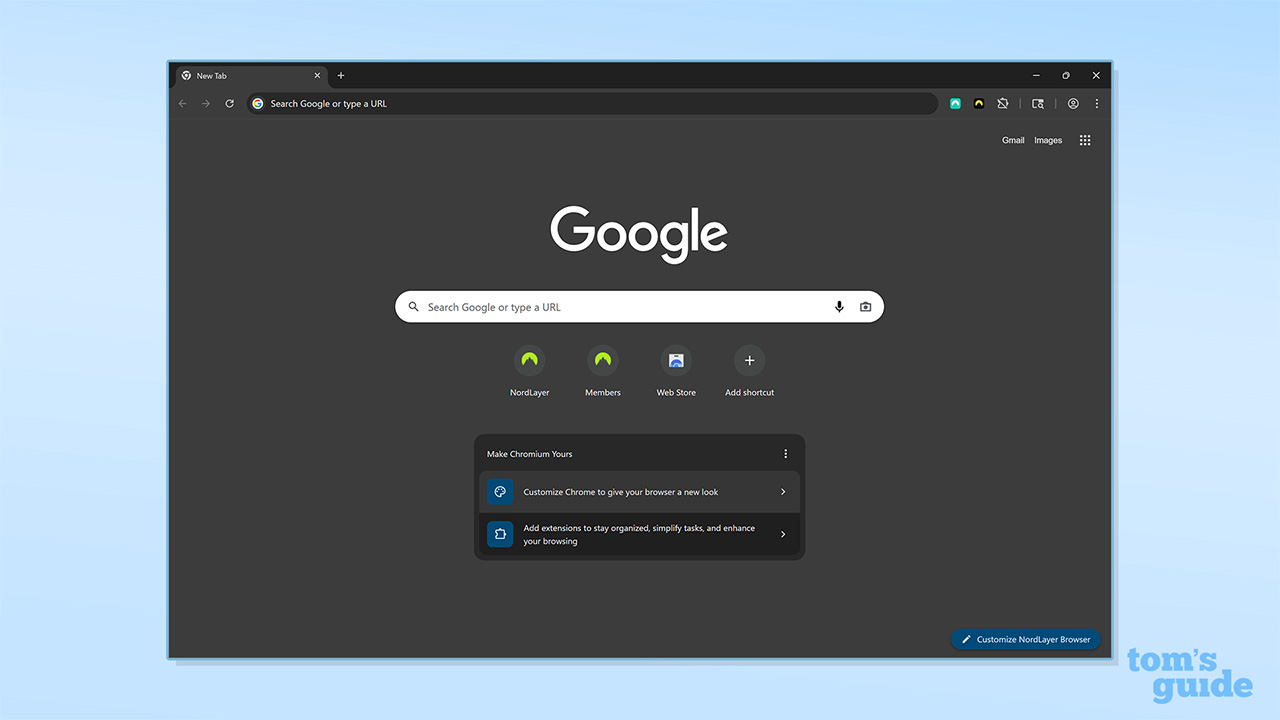 Screenshot of NordLayer in use