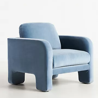 light blue velvet accent chair