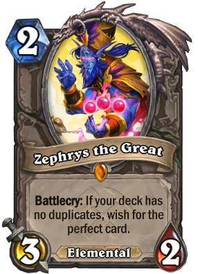 Hearthstone Zephrys the Great Legendary Elemental Battlecry Saviors of Uldum Card