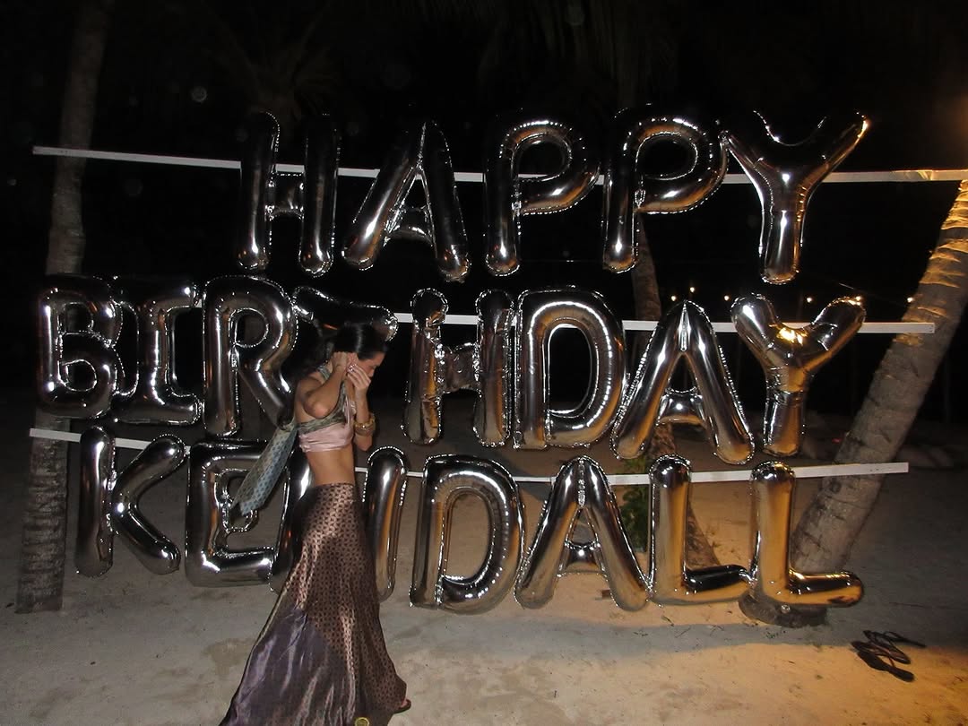 Kendall Jenner celebrated her 30th birthday in a satin skirt set from Dries Van Noten