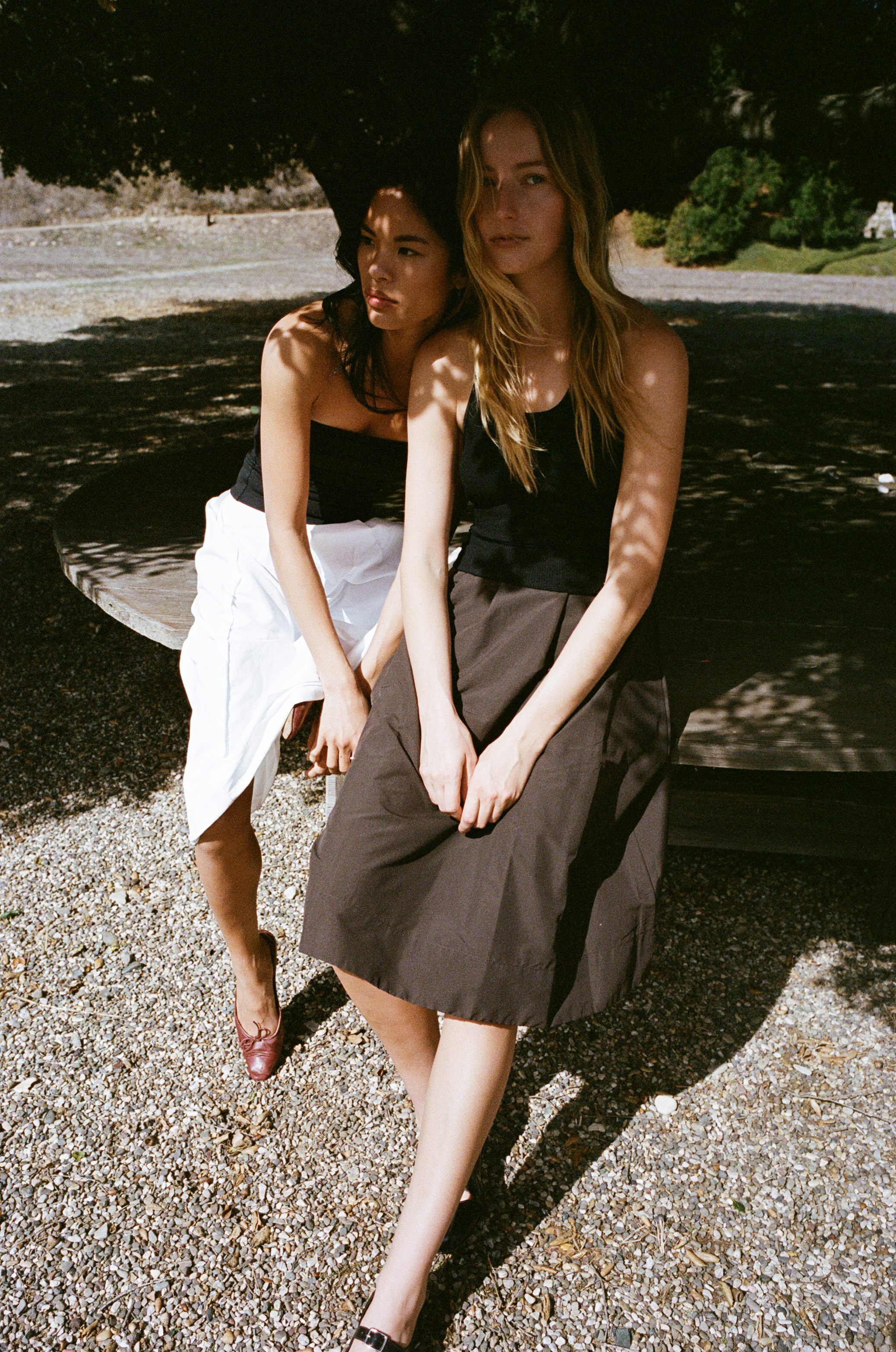 A model wore Claudent's midi skirt