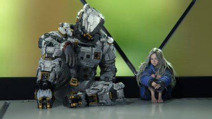 pragmata screenshot showing the protagonists sitting together