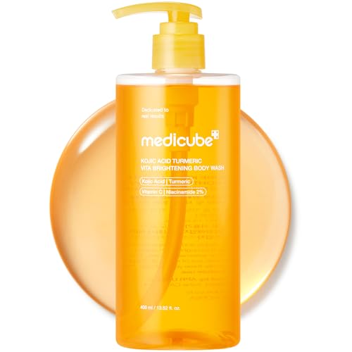 Medicube Kojic Acid Turmeric Brightening Body Wash | Gentle Shower Gel for Uneven Skin | Niacinamide, Vitamin C, Aha/bha | Deep Cleansing, Hydrating Formula | Easy and Effective, 13.52 Fl.oz