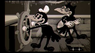 An image from Midnight Special showing a horror parody of Steamboat Willie
