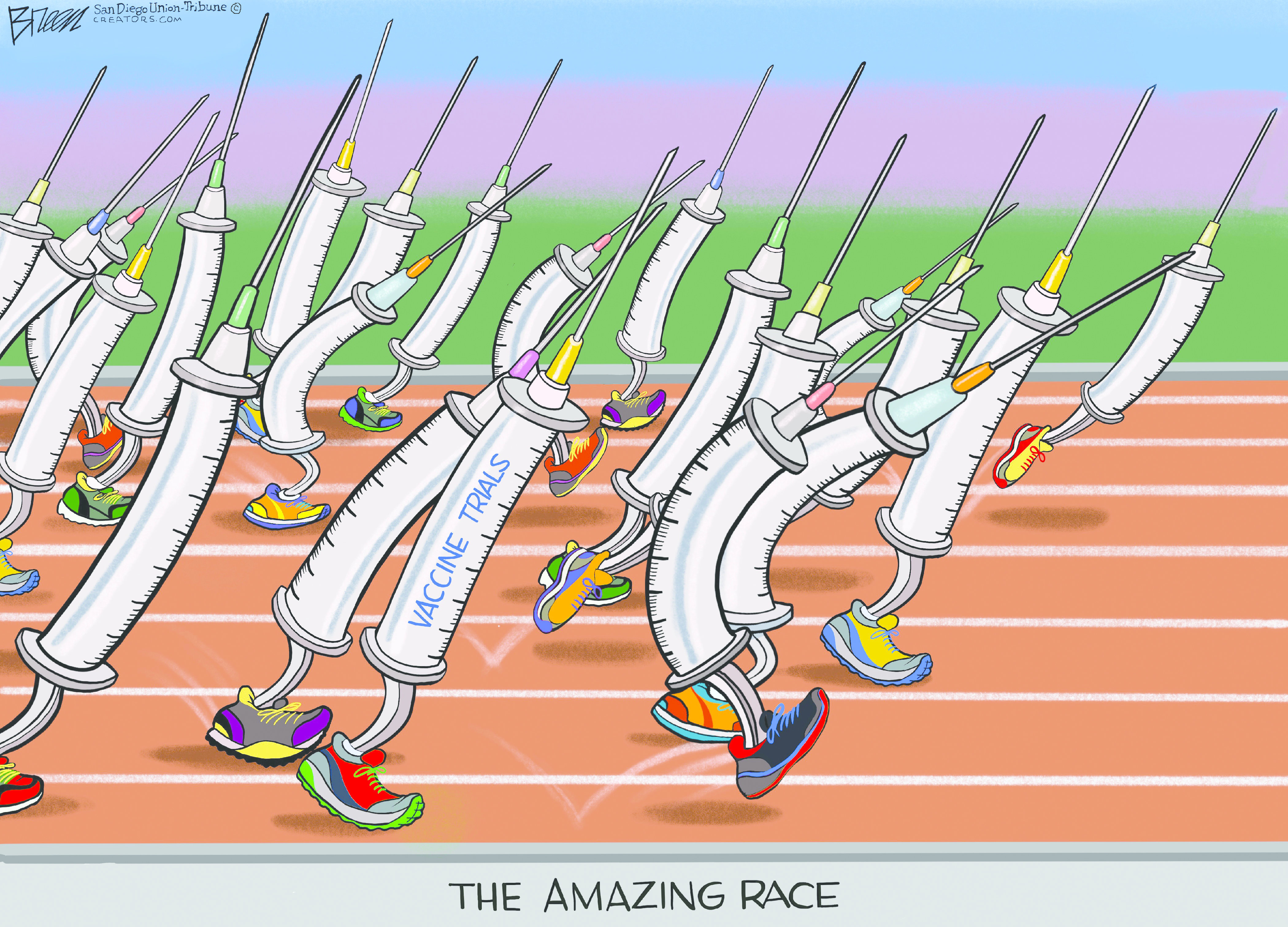 Editorial Cartoon World coronavirus vaccine race