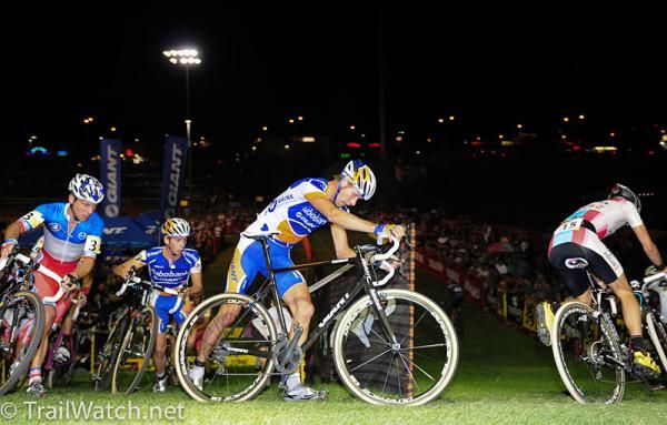 French national champion Francis Mourey (FDJ), left, seemed to be biding his time most of the race.