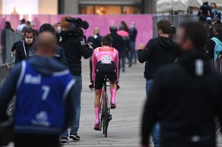 MILANO ITALY OCTOBER 25 Arrival Jai Hindley of Australia and Team Sunweb Pink Leader Jersey Disappointment during the 103rd Giro dItalia 2020 Stage 21 a 157km Individual time trial from Cernusco sul Naviglio to Milano ITT girodiitalia Giro on October 25 2020 in Milano Italy Photo by Tim de WaeleGetty Images