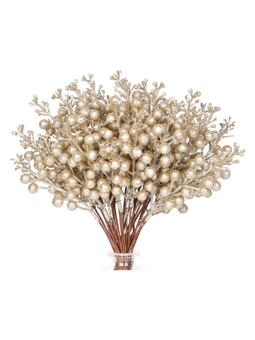 Christmas Glitter Berry Tree Picks, Set of 36