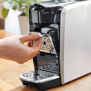 Lidl's Pod Coffee Machine with metal cup holder