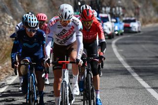 BELLANTE ITALY MARCH 10 Lilian Calmejane of France and AG2R Citroen Team competes in the breakaway during the 57th TirrenoAdriatico 2022 Stage 4 a 202km stage from Cascata delle Marmore to Bellante 345m TirrenoAdriatico WorldTour on March 10 2022 in Bellante Italy Photo by Tim de WaeleGetty Images
