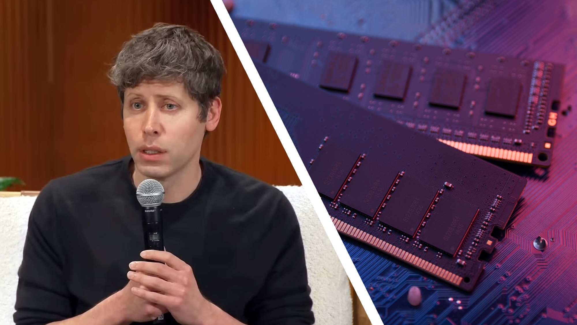 OpenAI CEO Sam Altman and some memory chips
