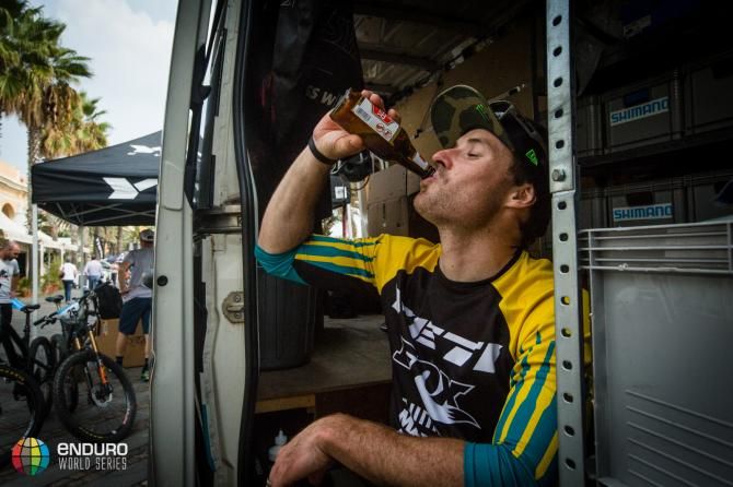 Jared Graves celebrates his world championship with a beer
