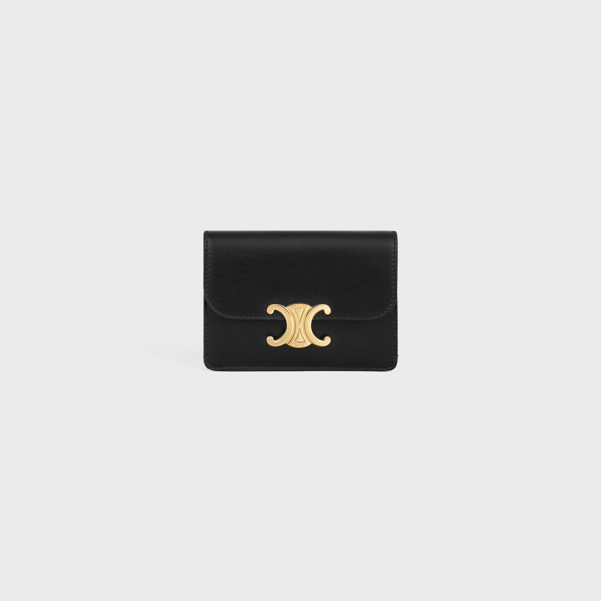 Card Holder With Flap Triomphe in Shiny Calfskin