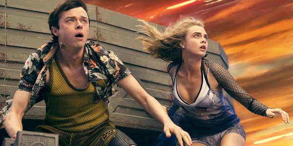 Valerian Dane deHaan Cara Delevingne facing the monster