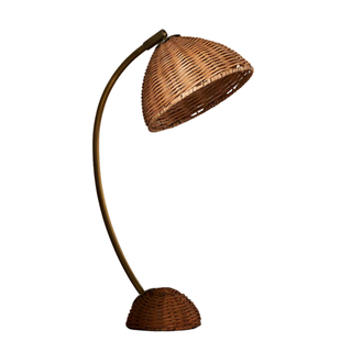 table lamp for desk with rattan shade