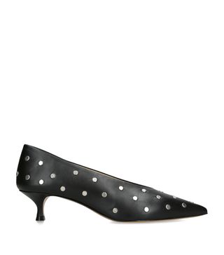 Leather Studded Babouche Pumps 35