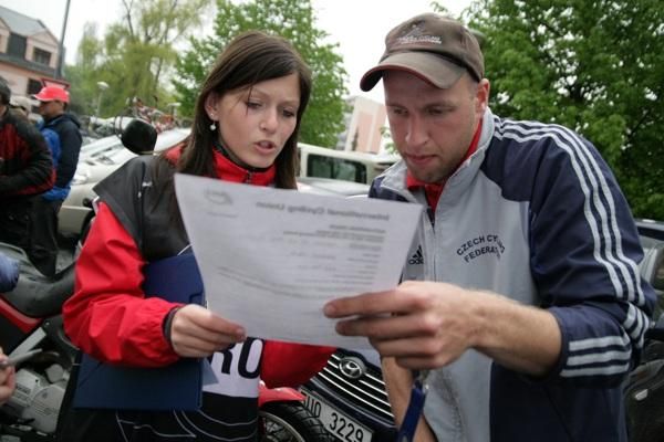 Chaperon Katka Cechova, left, and Czech Republic trainer Lukas Thun.