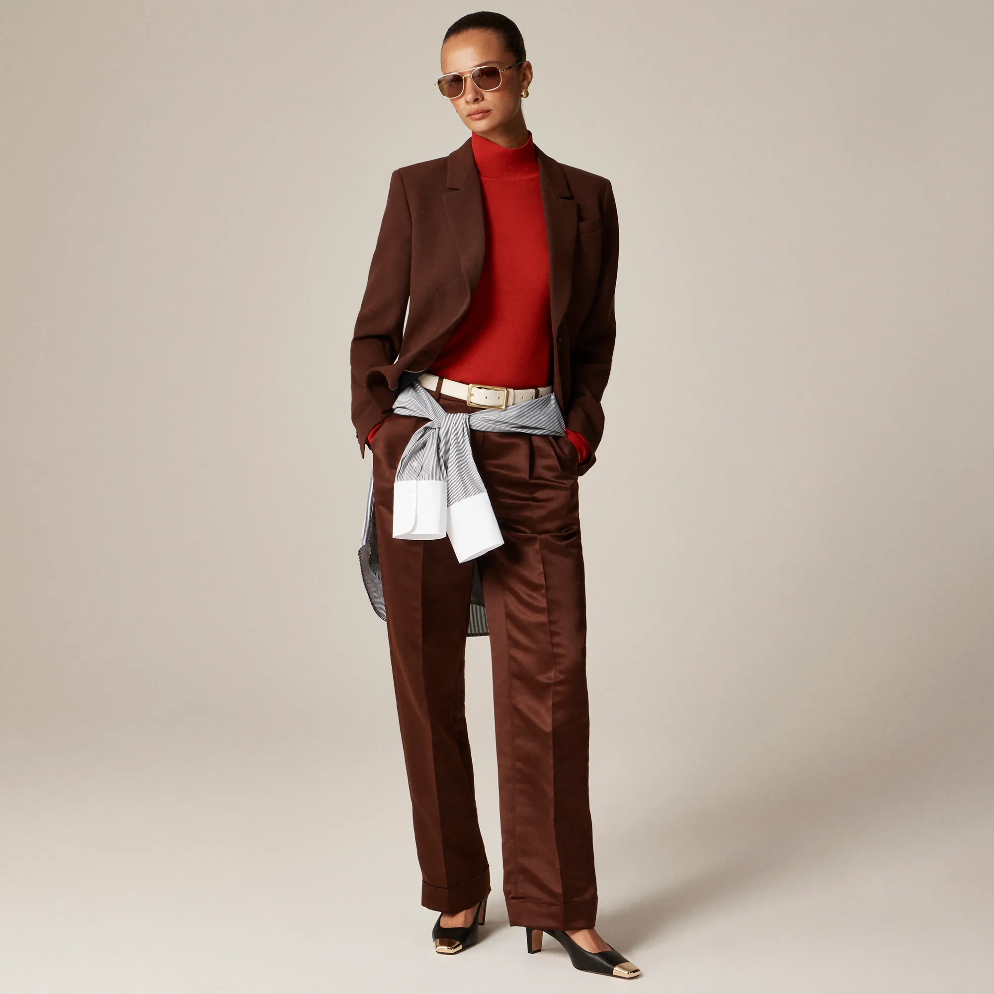 jcrew, Wide-leg pleated pant in duchesse satin