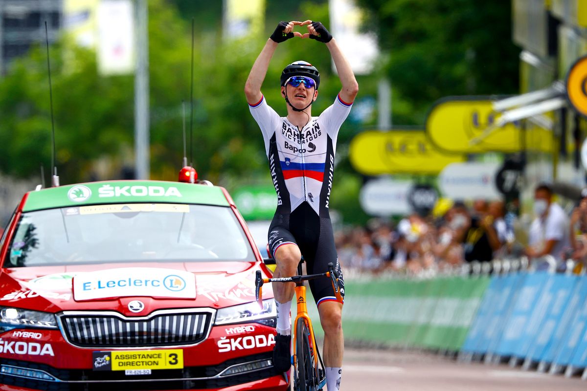 Tour de France 2021 108th Edition 7th stage Vierzon Le Creusot 2491 km 02072021 Matej Mohoric SLO Bahrain Victorious photo Luca BettiniBettiniPhoto2021