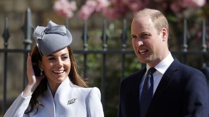 Prince William and Kate, Princess of Wales arrive at the Easter Sunday service at St George's Chapel in April 2019