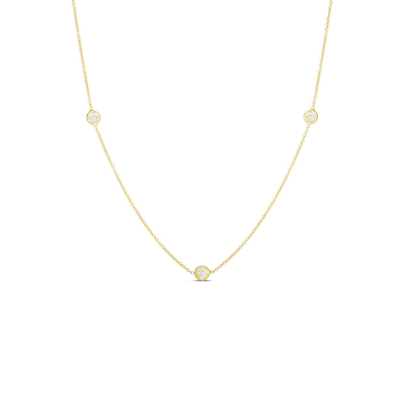 Roberto Coin Diamonds by the Inch Three Station Necklace in Yellow Gold