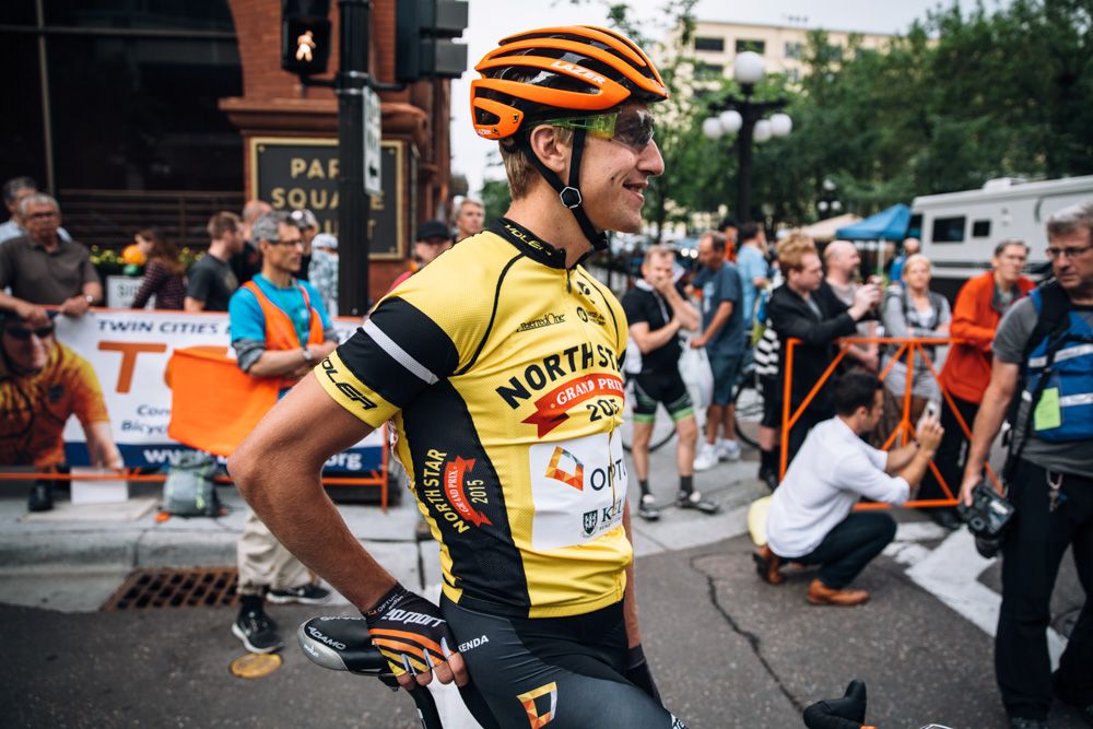 Tom Zirbel (Optum Pro Cycling) brought the yellow jersey into the evening criterium thanks to his blazing fast TT that same morning