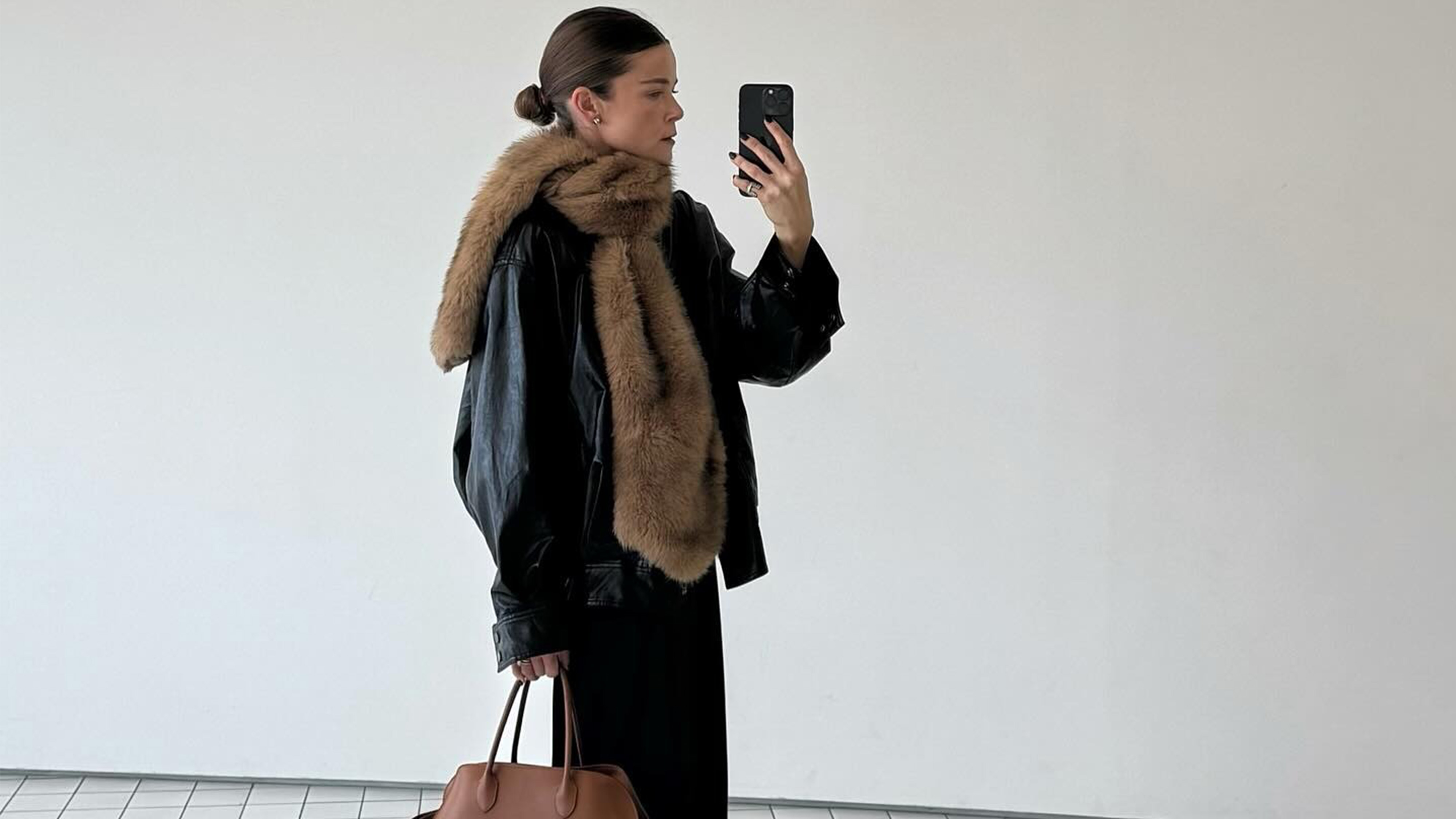 Rikke Krefting Ulstein wearing a faux fur scarf.