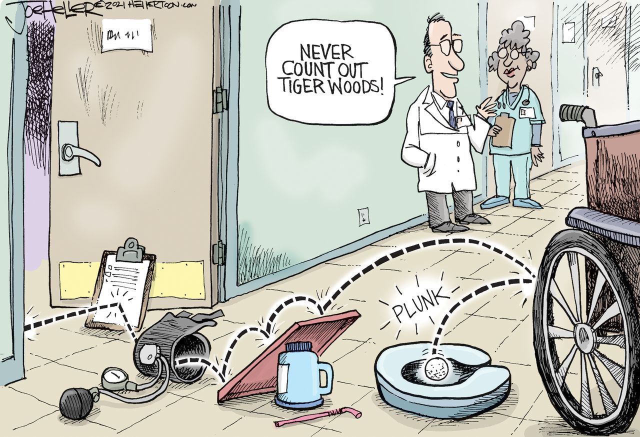 Editorial Cartoon U.S. tiger woods hospital&amp;amp;nbsp;