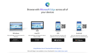 Capture d'écran de la page de téléchargement de Microsoft Edge