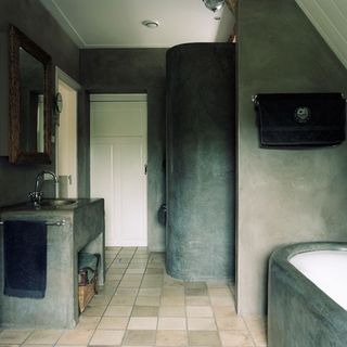 bathroom with washbasin and white door
