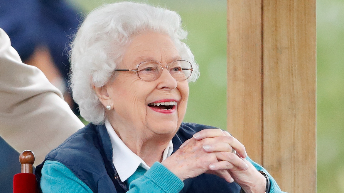 Queen Elizabeth II watches day 3 of the Royal Windsor Horse Show in Home Park, Windsor Castle on July 3, 2021