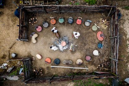 Aerial shot of traditional Xhosa ceremony in Ngobozana, Eastern Cape