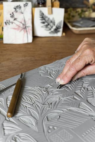 handmade in Britain lino cutting
