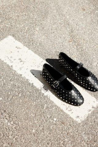 Studded Mary Jane Ballet Pumps