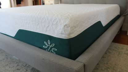 The Zinus green tea mattress on test, showing how we test mattresses 