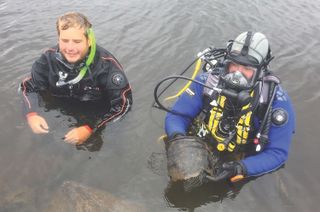 Divers find a piece of a 'Hebridean Neolithic' vessel from Loch Langabhat, one of the artificial islands made during the Neolithic.