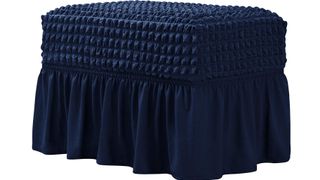 navy blue skirted ottoman cover