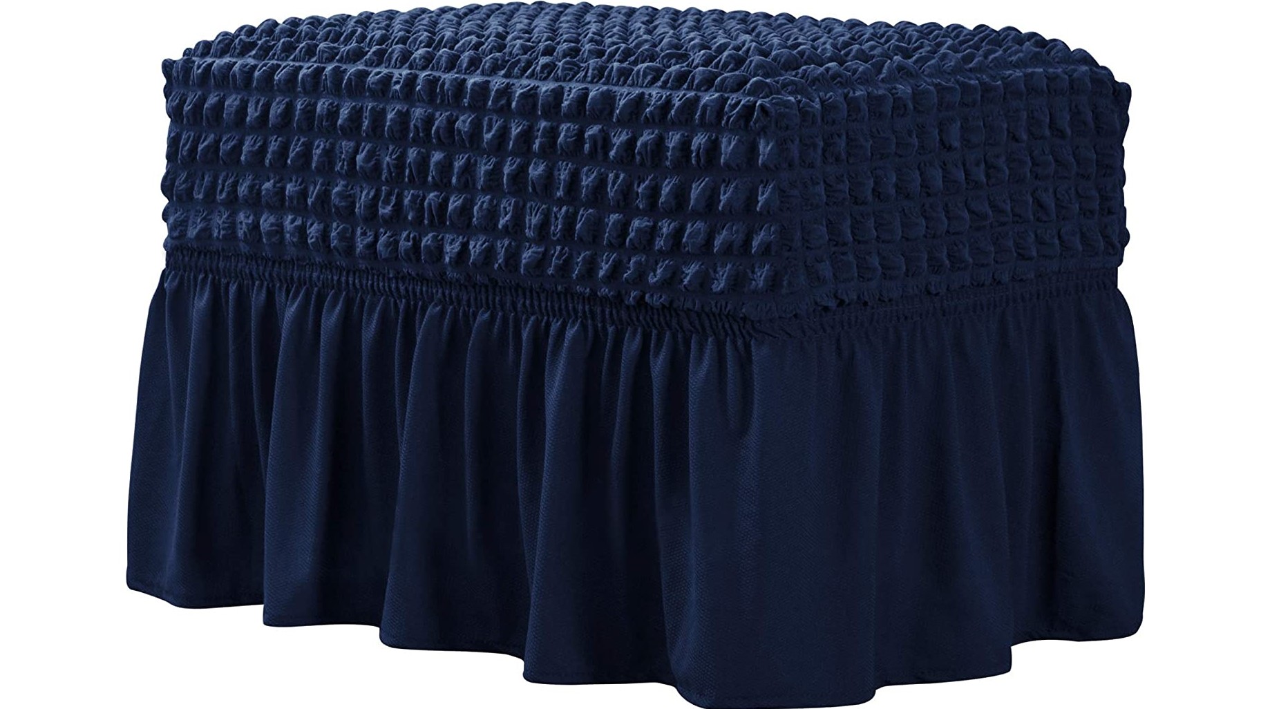 navy blue skirted ottoman cover
