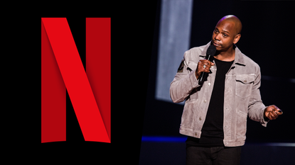 Netflix logo and Dave Chappelle