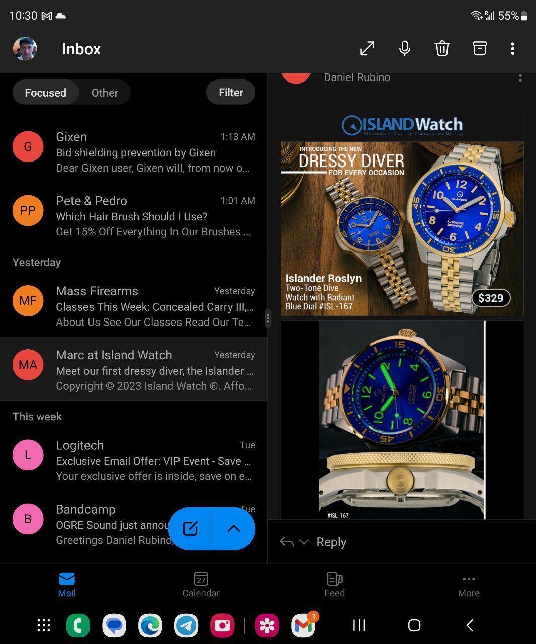 Outlook on Samsung Galaxy Fold