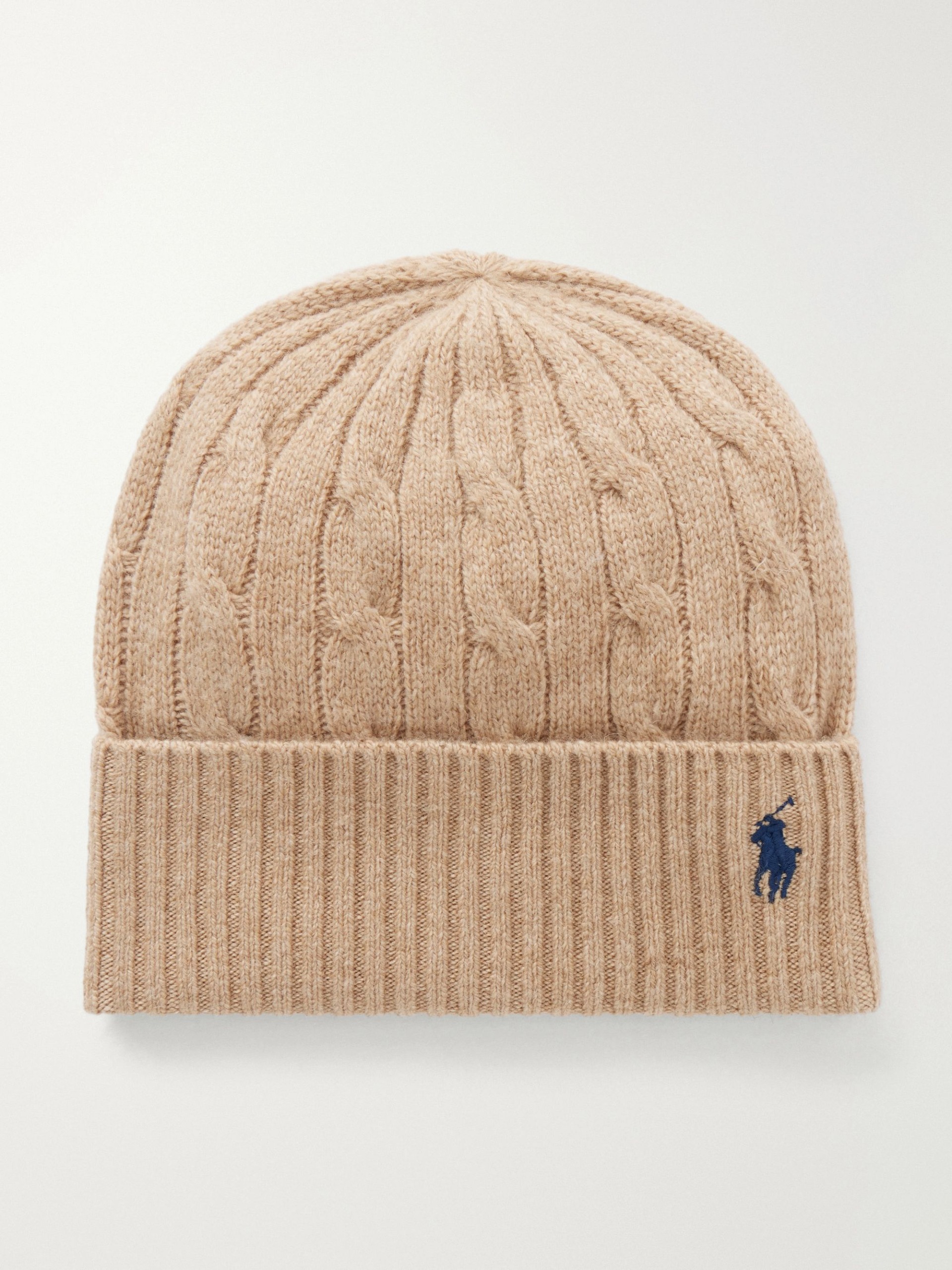 POLO RALPH LAUREN, Logo-embroidered cable-knit wool and cashmere-blend beanie