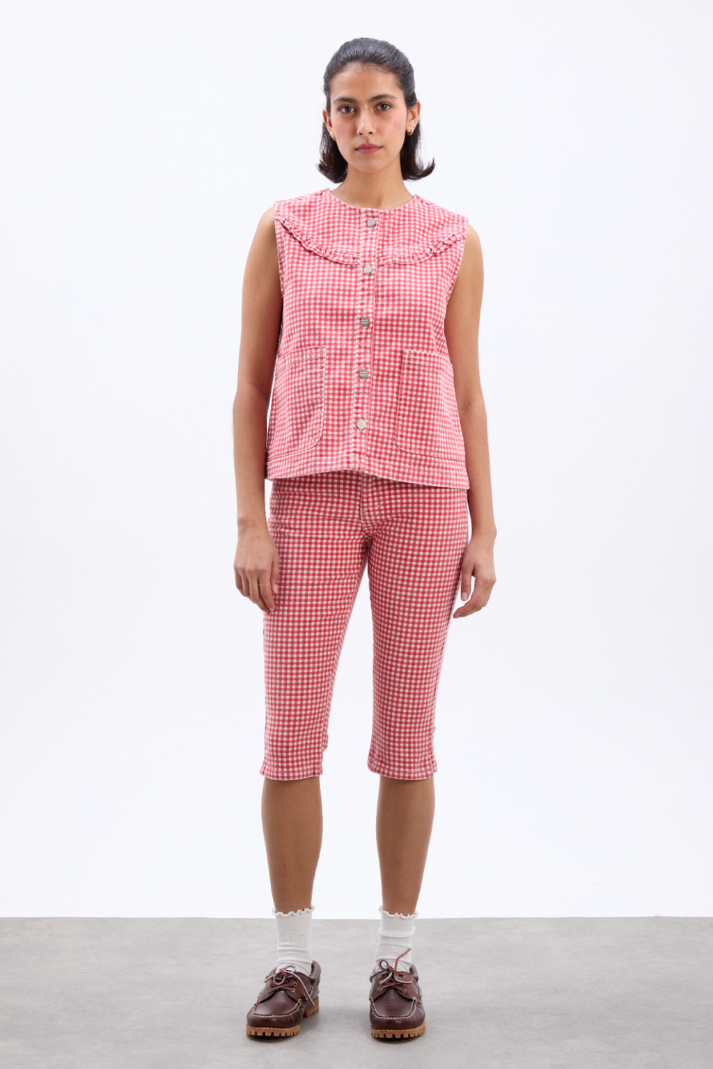 Capri Jeans- Red Gingham