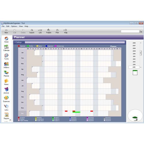 MyUltimateOrganizer's planner displays events, tasks, notes and expenses so you can easily access them.