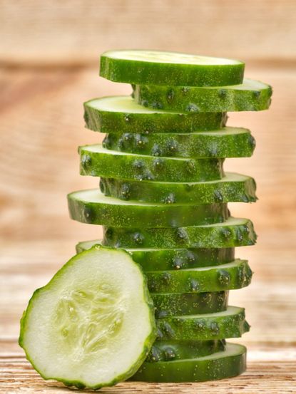 Stack Of Sliced Cucumber