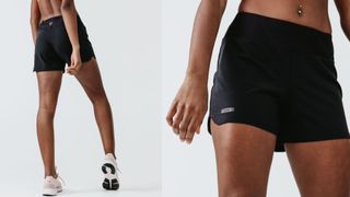 Decathlon women's running shorts on model, a pair of the best running shorts for women