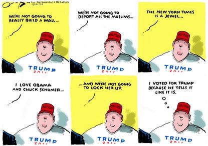Political cartoon U.S. Donald Trump honesty