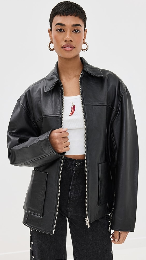 Reformation Veda Bennett Oversized Leather Bomber