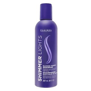 Clairol Professional Shimmer Lights Purple Shampoo, 8 Fl. Oz | Neutralizes Brass 
Yellow Tones | for Blonde, Silver, Gray 
Highlighted Hair **packaging May Vary