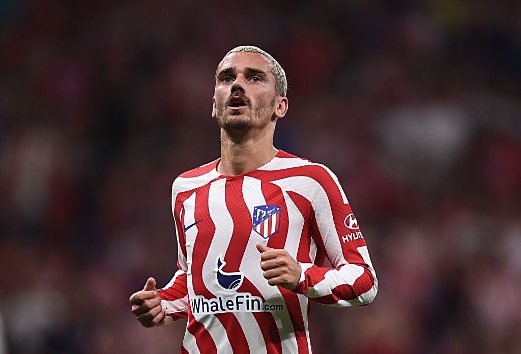 Manchester United target Antoine Griezmann of Atletico de Madrid looks on during the LaLiga Santander match between Atletico de Madrid and Real Madrid CF at Civitas Metropolitano Stadium on September 18, 2022 in Madrid, Spain.